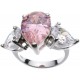 Rhodium plated Jessica Simpson Pink CZ Wedd Ring